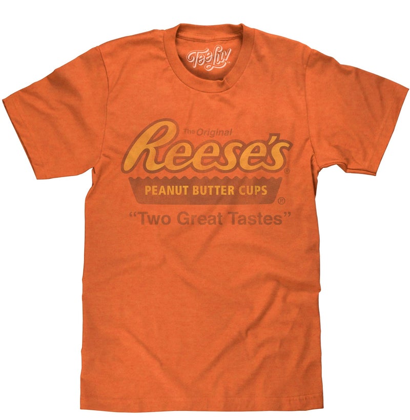 Tee Luv Men's Reese's Peanut Butter Cup Shirt - Two Great Tastes Candy Shirt, Orange Heather, L - Image 1